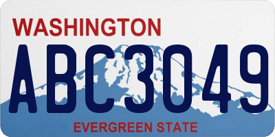 WA license plate ABC3049