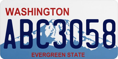 WA license plate ABC3058