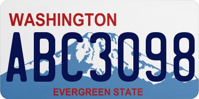 WA license plate ABC3098