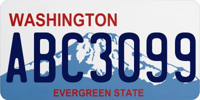 WA license plate ABC3099