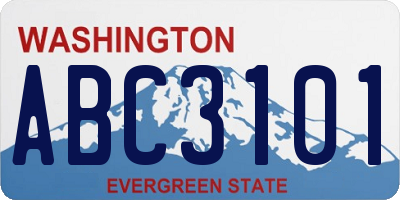 WA license plate ABC3101