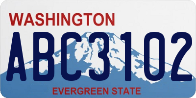 WA license plate ABC3102