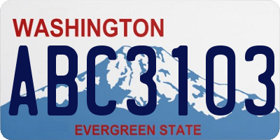 WA license plate ABC3103