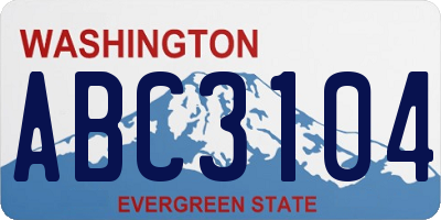 WA license plate ABC3104