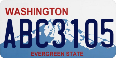 WA license plate ABC3105
