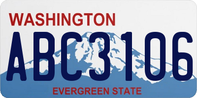 WA license plate ABC3106