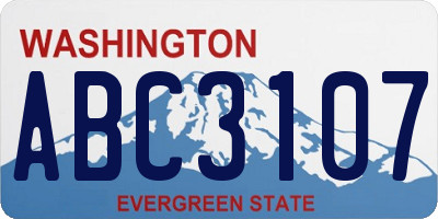 WA license plate ABC3107