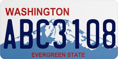 WA license plate ABC3108