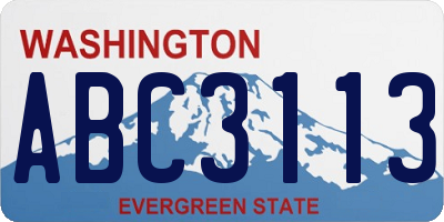 WA license plate ABC3113