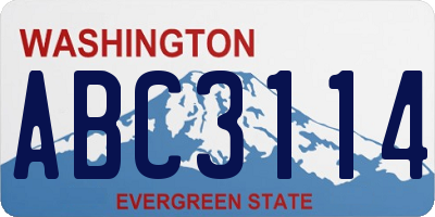 WA license plate ABC3114