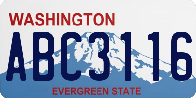 WA license plate ABC3116
