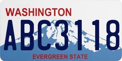 WA license plate ABC3118