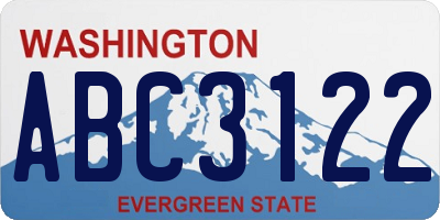 WA license plate ABC3122