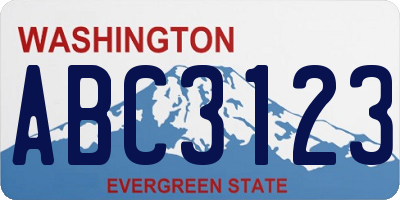 WA license plate ABC3123