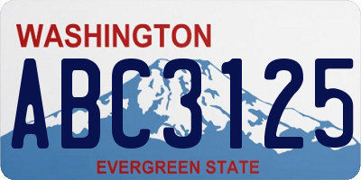WA license plate ABC3125