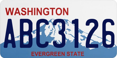 WA license plate ABC3126