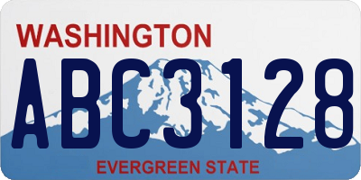 WA license plate ABC3128
