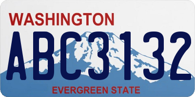 WA license plate ABC3132