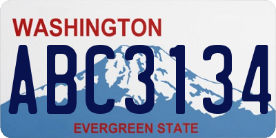 WA license plate ABC3134