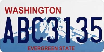 WA license plate ABC3135