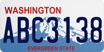 WA license plate ABC3138
