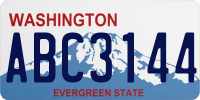 WA license plate ABC3144