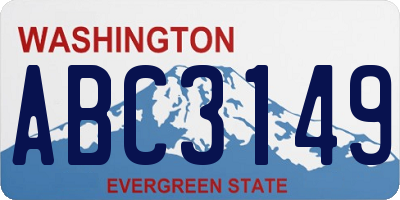 WA license plate ABC3149