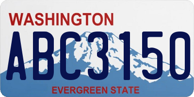 WA license plate ABC3150