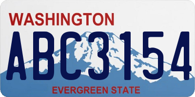 WA license plate ABC3154
