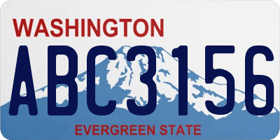 WA license plate ABC3156