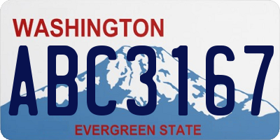 WA license plate ABC3167