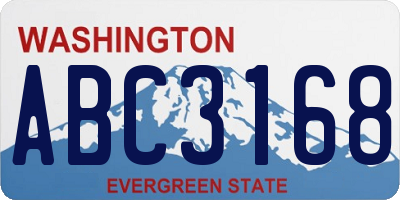 WA license plate ABC3168