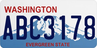 WA license plate ABC3178