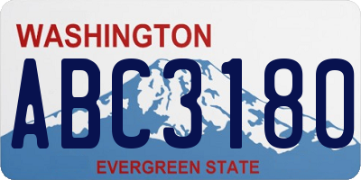 WA license plate ABC3180