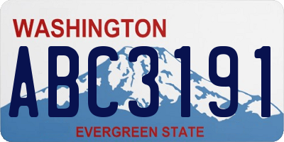 WA license plate ABC3191