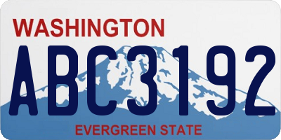 WA license plate ABC3192