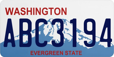 WA license plate ABC3194