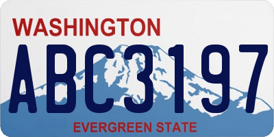 WA license plate ABC3197