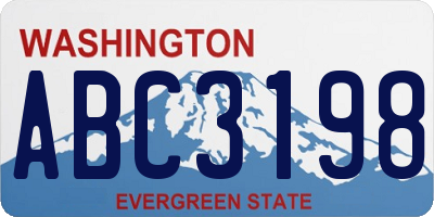 WA license plate ABC3198