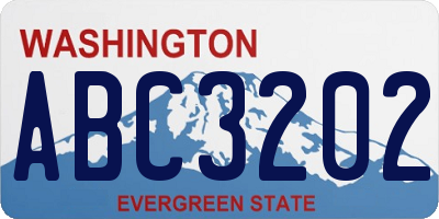 WA license plate ABC3202