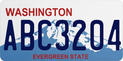 WA license plate ABC3204