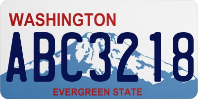 WA license plate ABC3218
