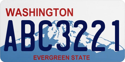 WA license plate ABC3221