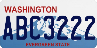 WA license plate ABC3222