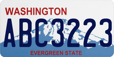 WA license plate ABC3223