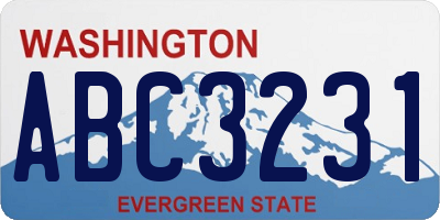 WA license plate ABC3231