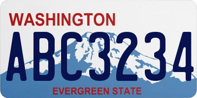 WA license plate ABC3234