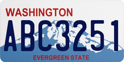 WA license plate ABC3251