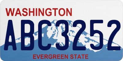 WA license plate ABC3252