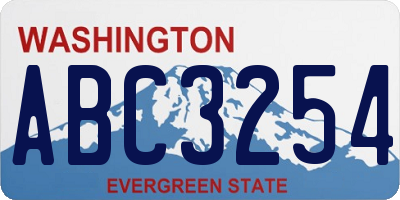 WA license plate ABC3254